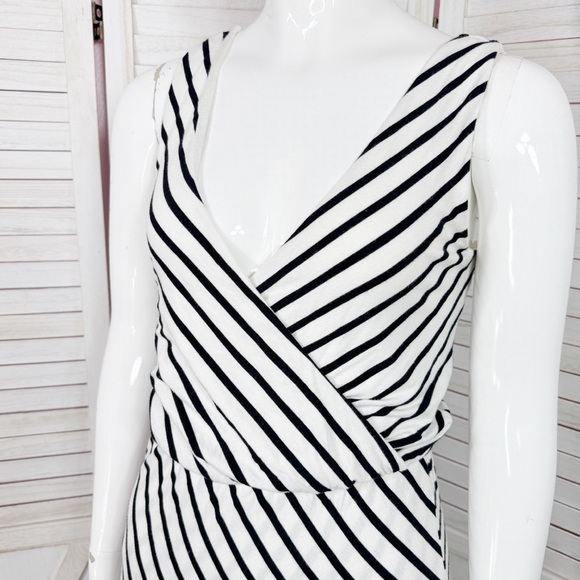 Y2K Bebe Striped Faux Wrap High Low Maxi Dress Sundress White Black Small - Picture 6 of 12